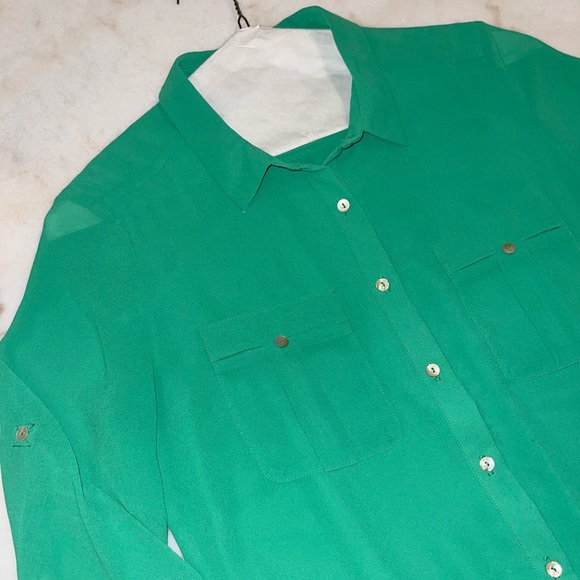 Naked Zebra silky button down blouse - Picture 2 of 8